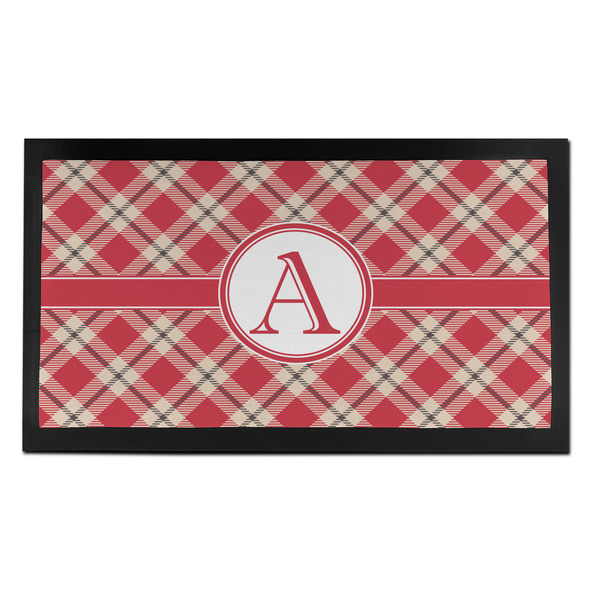 Custom Red & Tan Plaid Bar Mat - Small (Personalized)