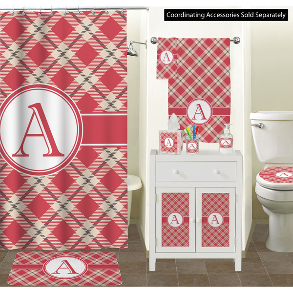 Red & Tan Plaid Bathroom Scene