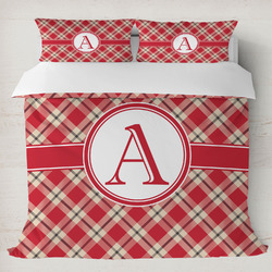 Red & Tan Plaid Duvet Cover Set - King (Personalized)