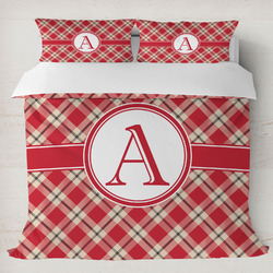 Red & Tan Plaid Duvet Cover Set - King (Personalized)