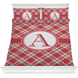 Red & Tan Plaid Comforter Set - Full / Queen (Personalized)