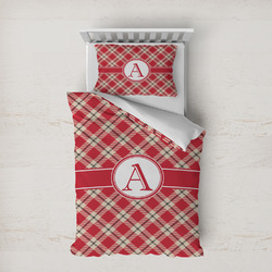 Red & Tan Plaid Duvet Cover Set - Twin XL (Personalized)