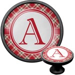 Red & Tan Plaid Cabinet Knob (Black) (Personalized)