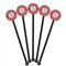 Red & Tan Plaid Black Plastic 5.5" Stir Stick - Round - Fan View