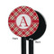 Red & Tan Plaid Black Plastic 5.5" Stir Stick - Single Sided - Round - Front & Back
