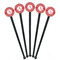 Red & Tan Plaid Black Plastic 7" Stir Stick - Round - Fan View
