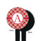 Red & Tan Plaid Black Plastic 7" Stir Stick - Single Sided - Round - Front & Back