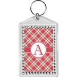 Red & Tan Plaid Bling Keychain (Personalized)