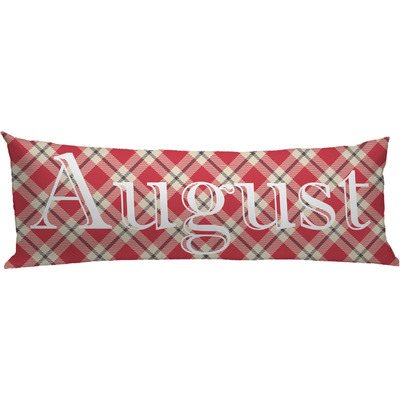 Red & Tan Plaid Body Pillow Case (Personalized)