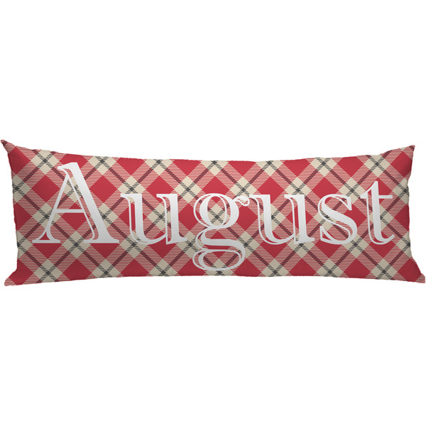 Custom Red & Tan Plaid Body Pillow Case (Personalized)