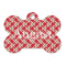 Red & Tan Plaid Bone Shaped Dog ID Tag (Personalized)