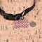 Red & Tan Plaid Bone Shaped Dog ID Tag - Small - In Context