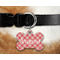 Red & Tan Plaid Bone Shaped Dog Tag on Collar & Dog