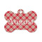 Red & Tan Plaid Bone Shaped Dog ID Tag - Small (Personalized)