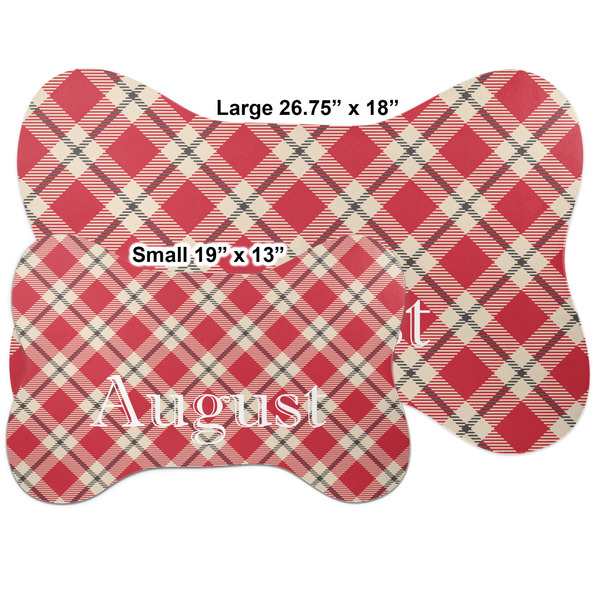 Red & Tan Plaid Bone Shaped Mat Comparison