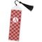 Red & Tan Plaid Bookmark with tassel - Flat