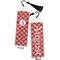 Red & Tan Plaid Bookmark with tassel - Front and Back