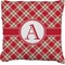 Red & Tan Plaid Faux-Linen Throw Pillow 16" (Personalized)