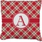 Red & Tan Plaid Faux-Linen Throw Pillow 18" (Personalized)