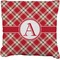Red & Tan Plaid Faux-Linen Throw Pillow 20" (Personalized)