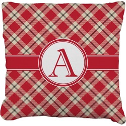 Red & Tan Plaid Faux-Linen Throw Pillow 26" (Personalized)