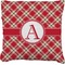 Red & Tan Plaid Faux-Linen Throw Pillow 26" (Personalized)