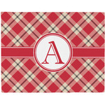 Red & Tan Plaid Woven Fabric Placemat - Twill w/ Initial