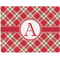 Red & Tan Plaid Woven Fabric Placemat - Twill w/ Initial