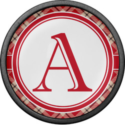 Red & Tan Plaid Cabinet Knob (Black) (Personalized)