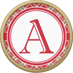 Red & Tan Plaid Cabinet Knob - Gold (Personalized)