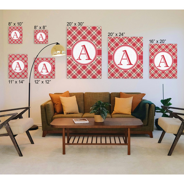 Red & Tan Plaid Canvas Prints - Multiple Sizes