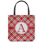 Red & Tan Plaid Canvas Tote Bag - Small - 13"x13" (Personalized)