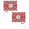 Red & Tan Plaid Car Flag - 11" x 8" - Front & Back View