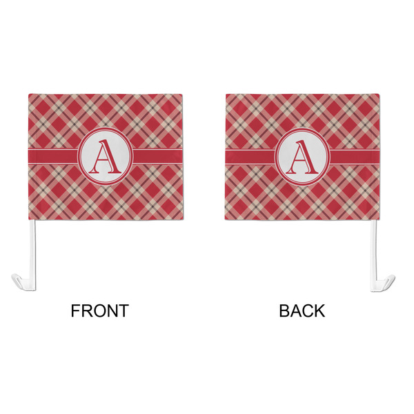 Red & Tan Plaid Car Flag - Large - APPROVAL