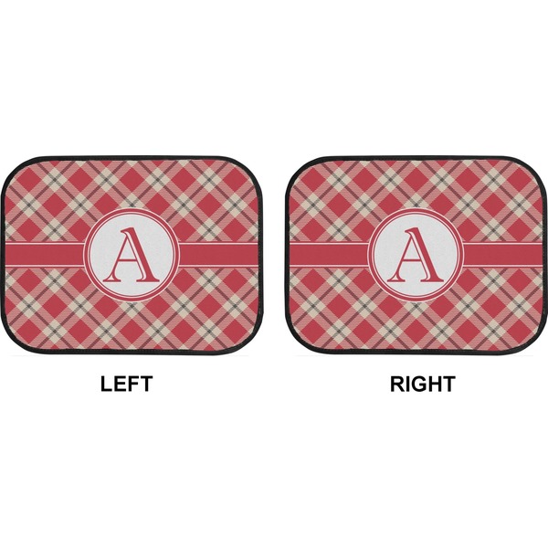 Red & Tan Plaid Car Floor Mats (Back Seat) (Approval)