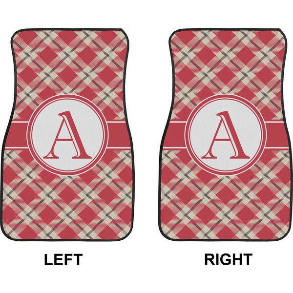Red & Tan Plaid Car Mat Front - Approval