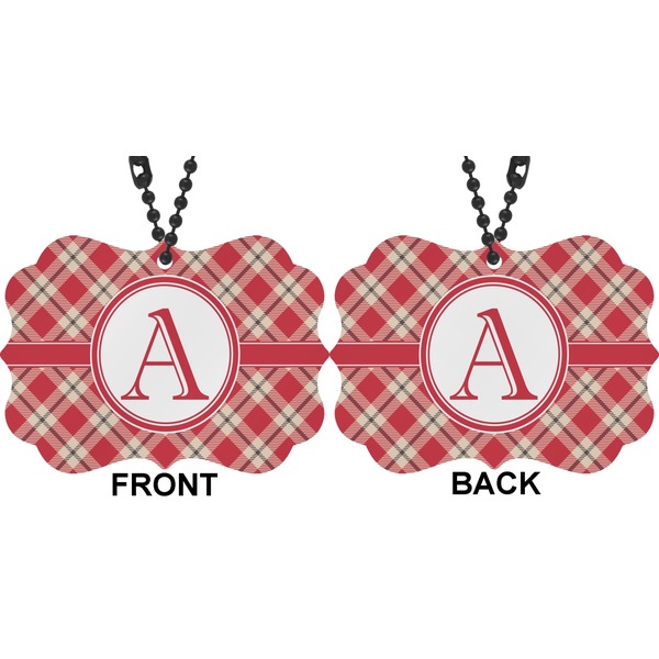 Red & Tan Plaid Car Ornament (Approval)