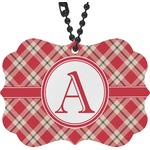 Red & Tan Plaid Rear View Mirror Charm (Personalized)