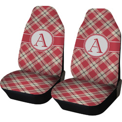 Red & Tan Plaid Car Seat Covers (Set of Two) (Personalized)