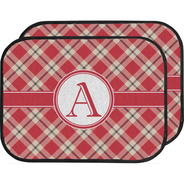 Red & Tan Plaid Custom Car Floor Mats (Back Seat)