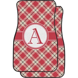 Red & Tan Plaid Car Floor Mats (Personalized)