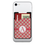 Red & Tan Plaid 2-in-1 Cell Phone Credit Card Holder & Screen Cleaner (Personalized)