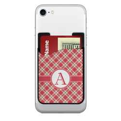 Red & Tan Plaid 2-in-1 Cell Phone Credit Card Holder & Screen Cleaner (Personalized)