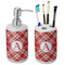 Red & Tan Plaid Ceramic Bathroom Accessories