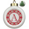 Red & Tan Plaid Ceramic Ball Ornament - Christmas Tree (Personalized)