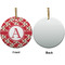 Red & Tan Plaid Ceramic Flat Ornament - Circle Front & Back (APPROVAL)