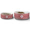 Red & Tan Plaid Ceramic Dog Bowls - Size Comparison