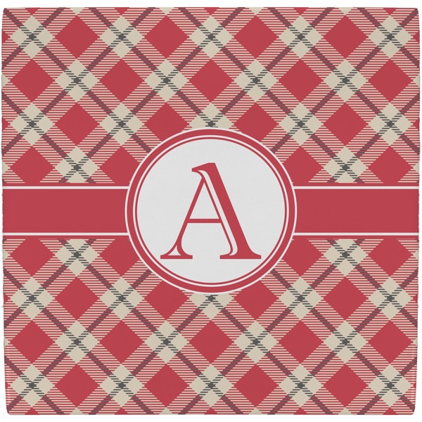 Custom Red & Tan Plaid Ceramic Tile Hot Pad (Personalized)