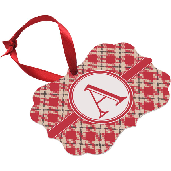Red & Tan Plaid Christmas Ornament