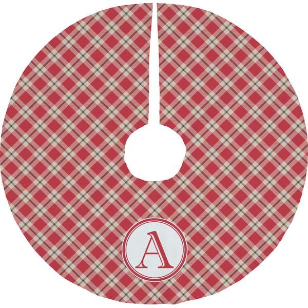Custom Red & Tan Plaid Tree Skirt (Personalized)